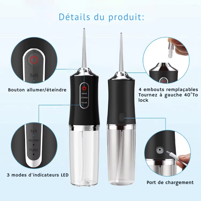 Hydropulseur dentaire sans fil 4 en 1