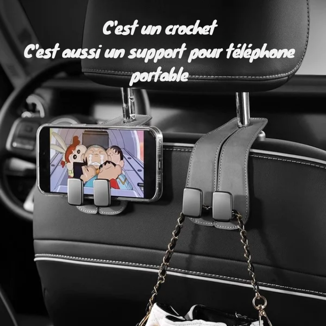 🚗🤩Crochet Double en Cuir pour Dossier de Siège Auto - Pack de 4 (de la même couleur)