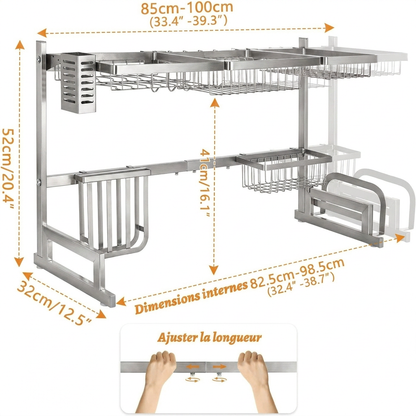 Egouttoir à Vaisselle Extensible Acier Inoxydable