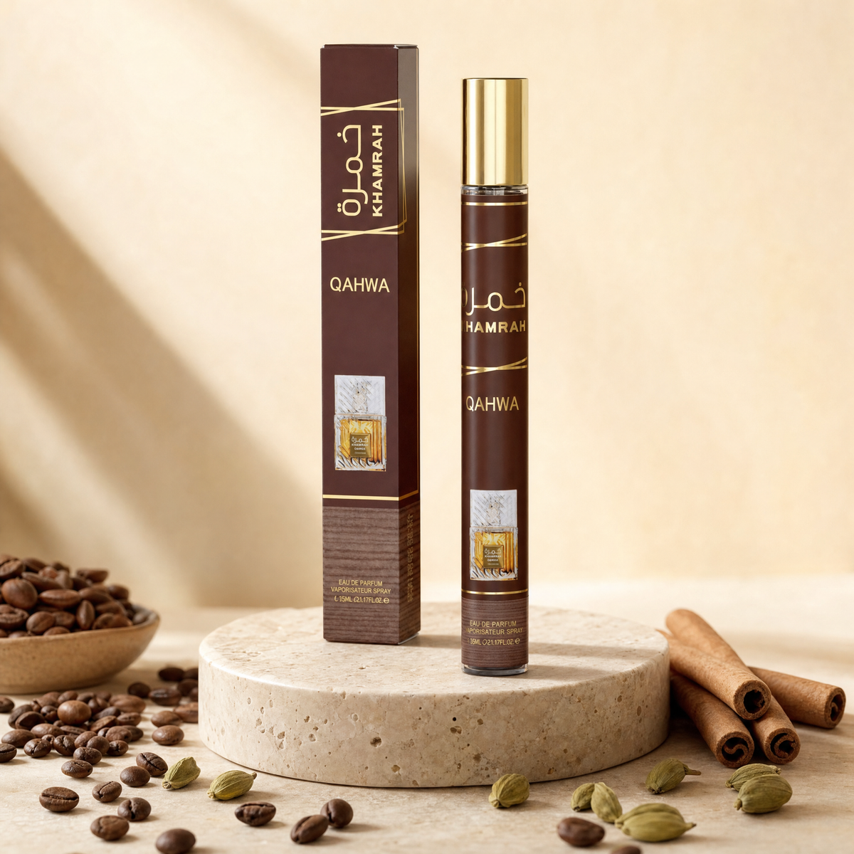 Khamrah Qahwa, vaporisateur 35 ml et son étui