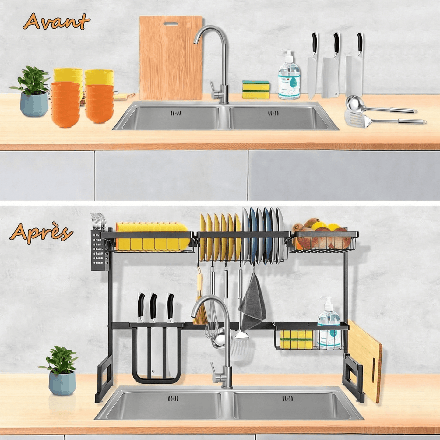 Egouttoir à Vaisselle Extensible Acier Inoxydable