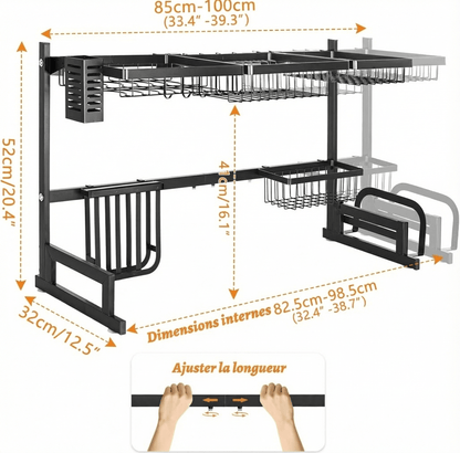 Egouttoir à Vaisselle Extensible Acier Inoxydable